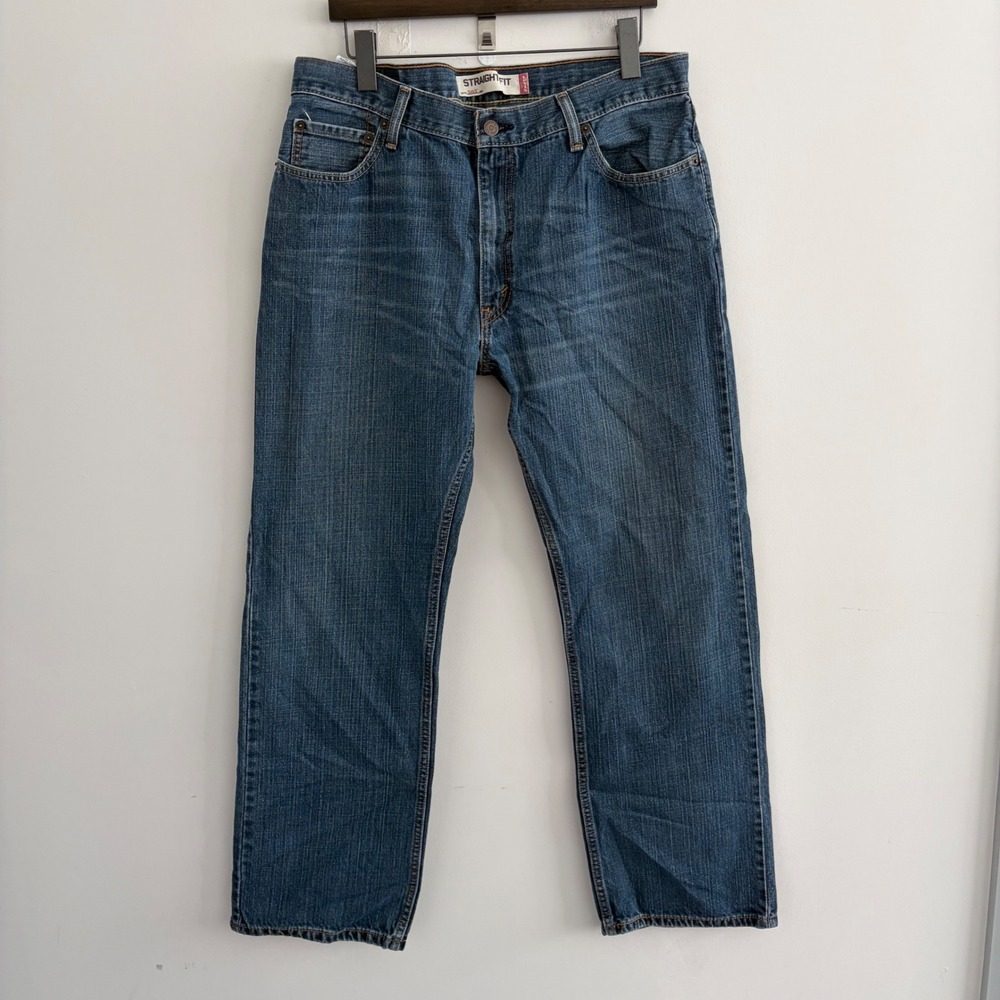 Levis 505 Regular Straight Fit Jeans Blue Denim Mens 36x32